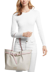 Michael Kors Emilia Large Logo Tote Bag for Women, Powder Blush White