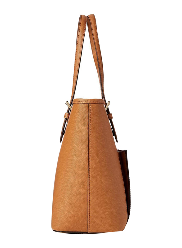 Michael Kors A Jet Set Travel Medium Saffiano Leather Tote for Women, Acorn Brown