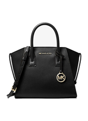 Michael Kors Avril Small Leather Top-Zip Satchel for Women, Black