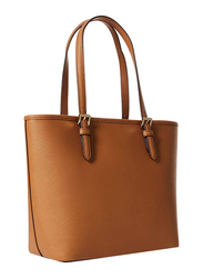 Michael Kors A Jet Set Travel Medium Saffiano Leather Tote for Women, Acorn Brown