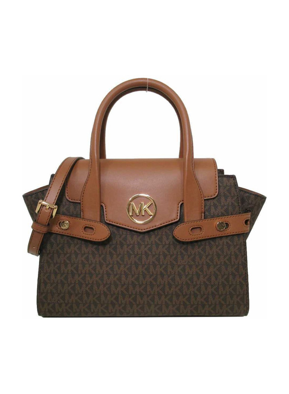 Michael Kors Carmen Medium Logo Belted Satchel for Women, Brown