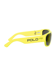 Polo Ralph Lauren Full-Rim Rectangle Yellow Sunglasses for Men, Grey Lens, P416658678762, 62/18/140