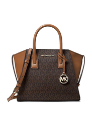 Michael Kors Avril Small Leather Top-Zip Satchel for Women, Brown