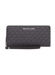 Michael Kors Travel Continental Zip Wallet Wristlet for Women, Black