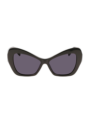 Karl Lagerfeld Full-Rim Rectangle Black Sunglasses for Women, Grey Lens, KL6076S-001, 53/14/140