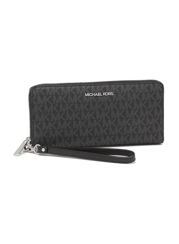 Michael Kors Travel Continental Zip Wallet Wristlet for Women, Black