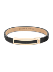 Tommy Hilfiger 2790399 Leather Crafted Bracelet for Men, 19cm, Black