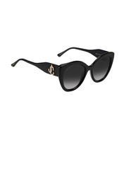 Jimmy Choo Full-Rim Rectangle Black Sunglasses for Women, Black Lens, Leone-S-807, 52/22/145