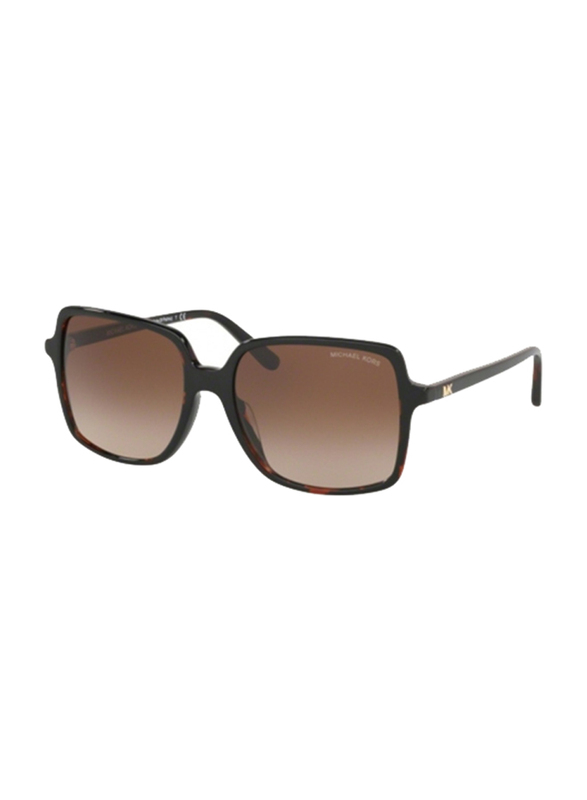 Michael Kors Full-Rim Rectangle Dark Tortoise Sunglasses for Women, Smoke Lens, MK2098U, 56/17/140