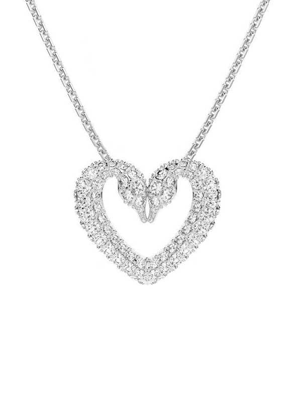 Swarovski Una Heart-Charm Pendant Necklace for Women, Crystal Stone, Clear