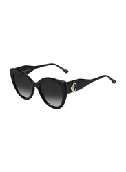 Jimmy Choo Full-Rim Rectangle Black Sunglasses for Women, Black Lens, Leone-S-807, 52/22/145