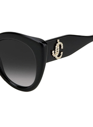 Jimmy Choo Full-Rim Rectangle Black Sunglasses for Women, Black Lens, Leone-S-807, 52/22/145