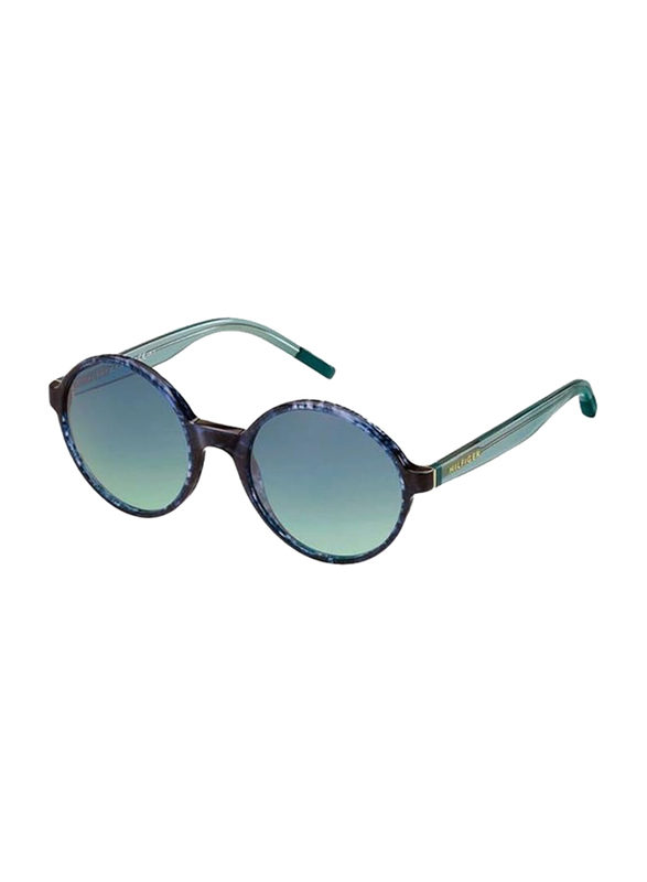 Tommy Hilfiger Full-Rim Round Blue Sunglasses for Women, Blue Lens, TH-1187S-K60, 54/15/140