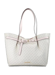 Michael Kors Emilia Large Logo Tote Bag for Women, Powder Blush White