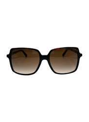 Michael Kors Full-Rim Rectangle Dark Tortoise Sunglasses for Women, Smoke Lens, MK2098U, 56/17/140