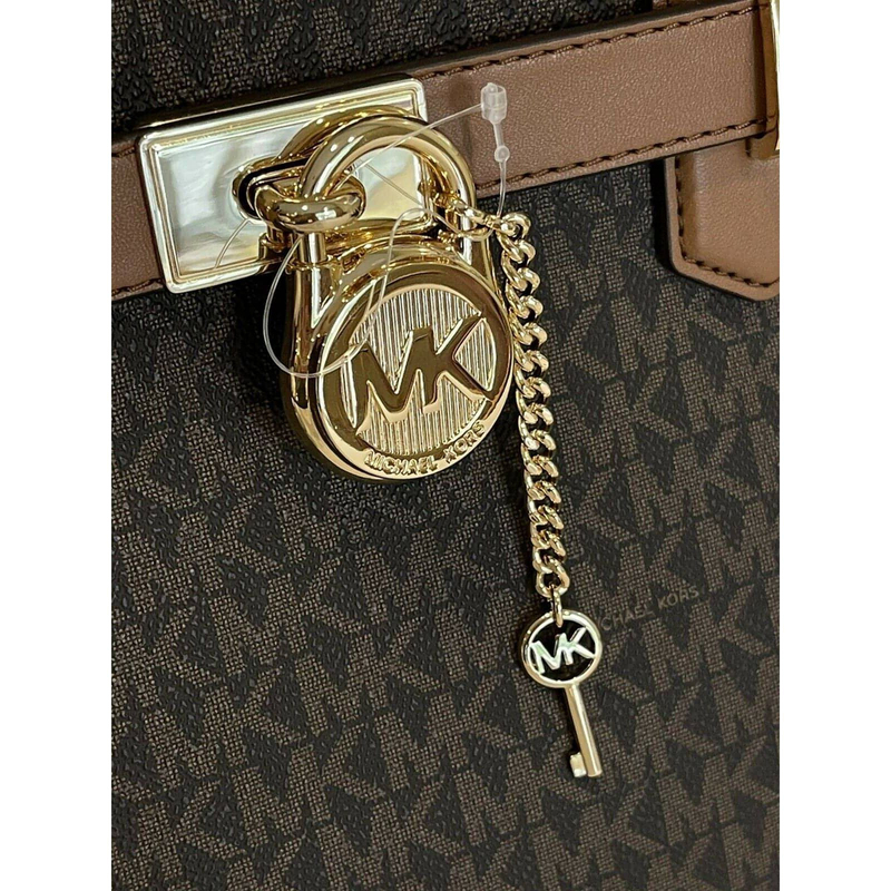 Michael Kors Hamilton Medium Key Lock Satchel for Women, Brown