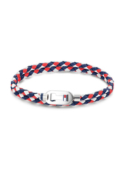 Tommy Hilfiger 2790387 Leather Braided Bracelet for Men, 19cm, Blue/Red/White