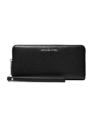 Michael Kors Large Pebbled Leather Continental Wallet for Women, Black