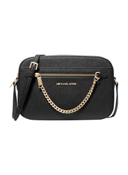 Michael Kors Jet Set Large Saffiano Leather Crossbody Bag for Women, Black