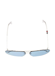 Tommy Hilfiger Rimless Oval Silver Sunglasses for Women, Blue Lens, TH-1660S-KUF, 72/15/140