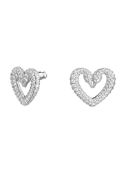 Swarovski Una Heart Shape Rhodium Plated Stud Earrings for Women