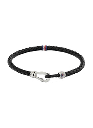 Tommy Hilfiger 2790270S Leather Braided Bracelet for Men, 19cm, Black