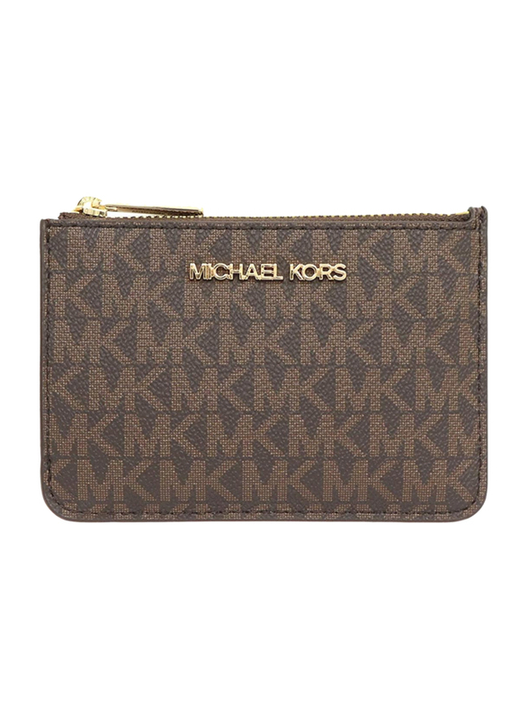 Michael Kors Travel Small Logo Coin Pouch for Women, Brown