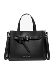 Michael Kors Emilia Small Pebbled Leather Satchel for Women, Black