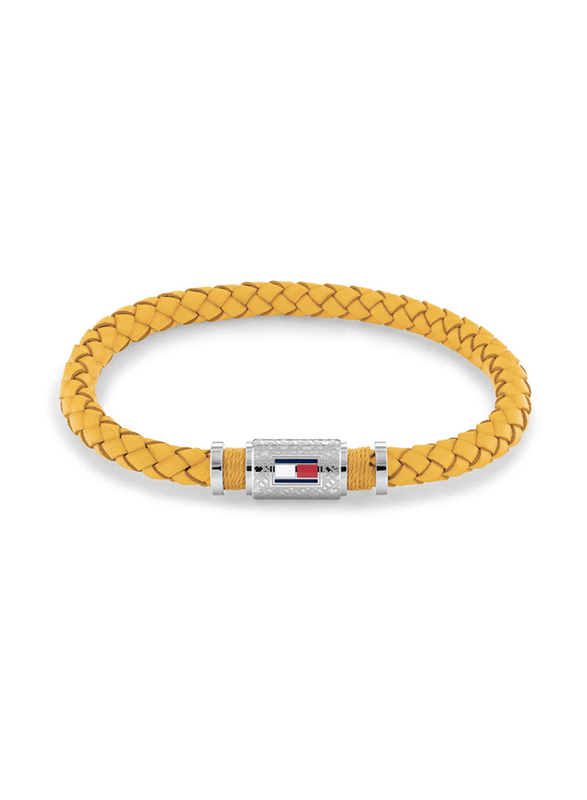 Tommy Hilfiger 2790453 Leather Braided Bracelet for Men, 19cm, Yellow