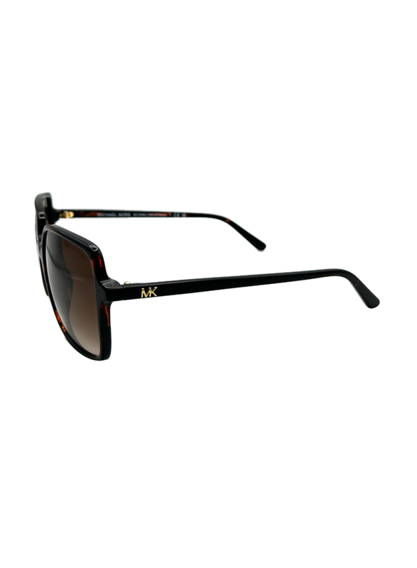 Michael Kors Full-Rim Rectangle Dark Tortoise Sunglasses for Women, Smoke Lens, MK2098U, 56/17/140