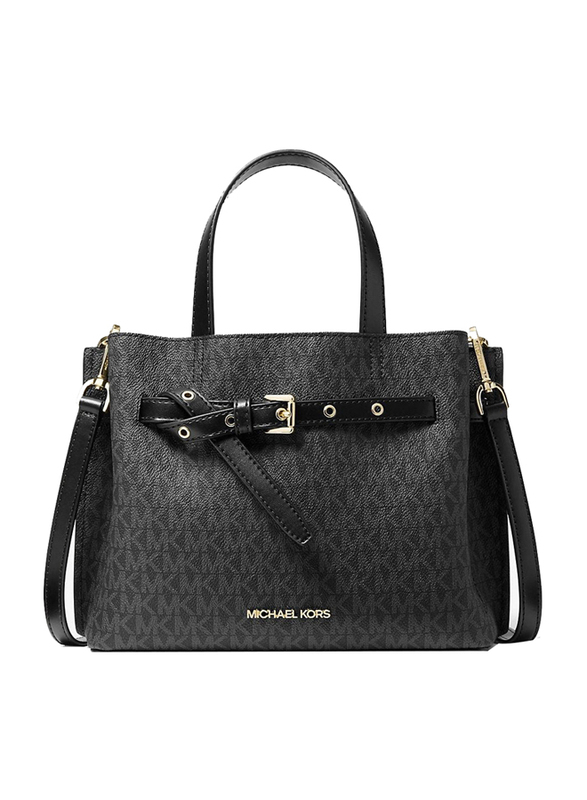 Michael Kors Emilia Small Logo Satchel for Women, Black