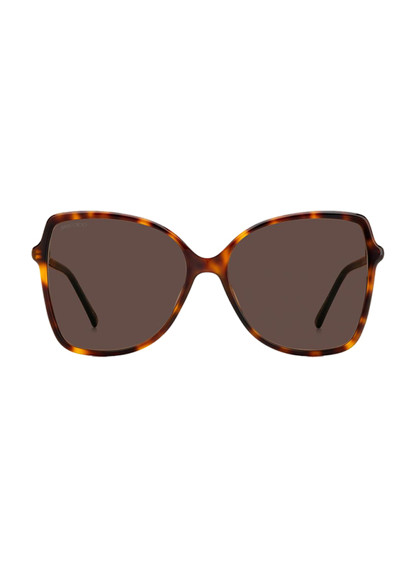 Jimmy Choo Full-Rim Rectangle Brown Sunglasses for Women, Brown Lens, FEDE-S-086, 59/16/145