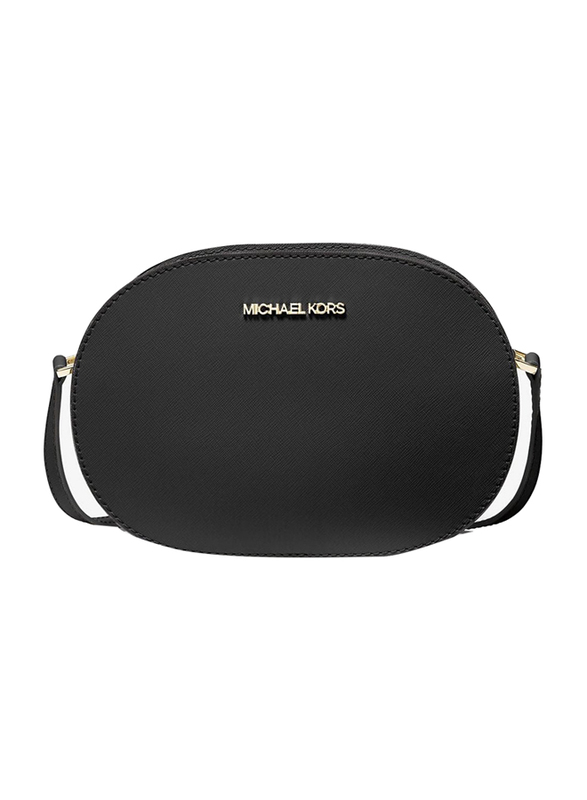 Michael Kors Jet Set Travel Medium Saffiano Leather Crossbody Bag for Women, Black