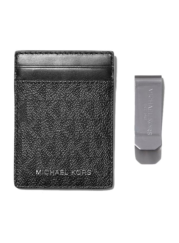 Michael Kors Logo Card Case with Bill Clip for Men, Black