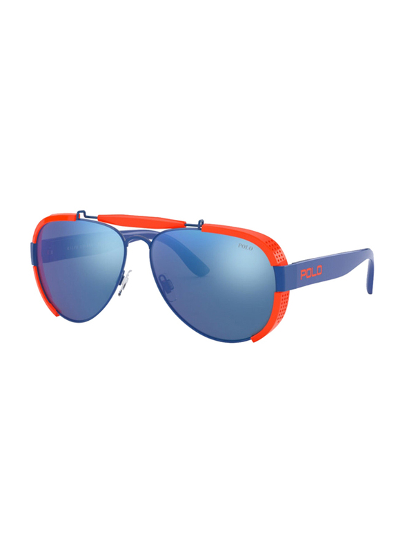 Polo Ralph Lauren Full-Rim Aviator Blue Sunglasses Unisex, Mirrored Blue Lens, P312994035560, 60/14/143