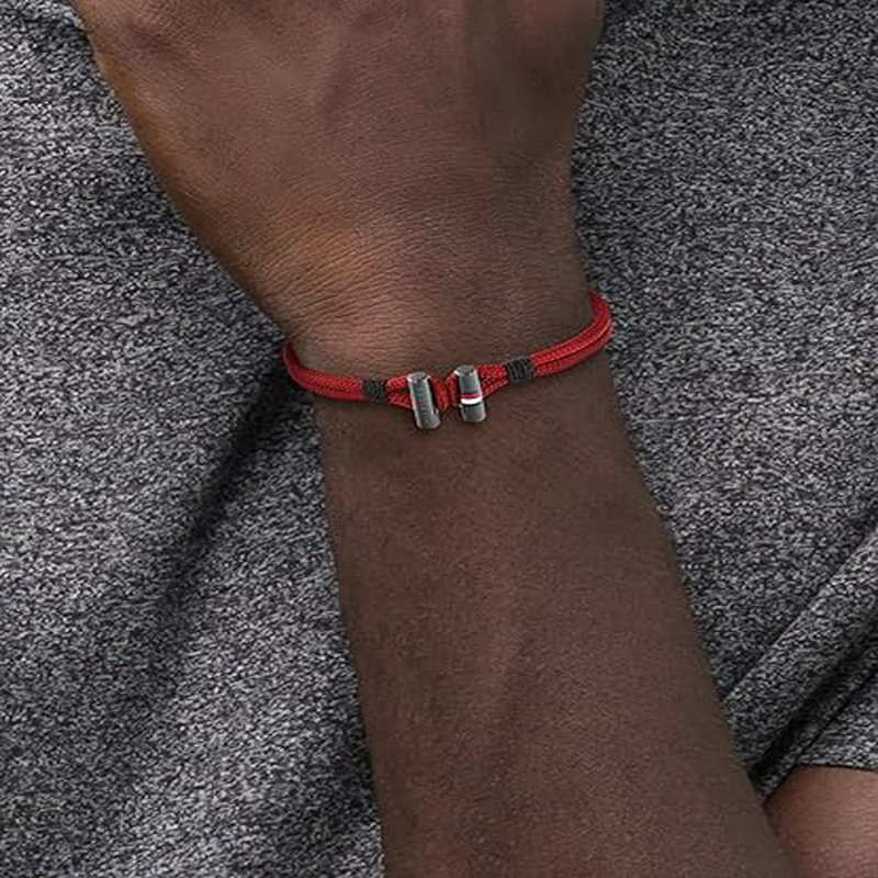 Tommy Hilfiger 2790335 Nylon Crafted Bracelet for Men, 19cm, Red