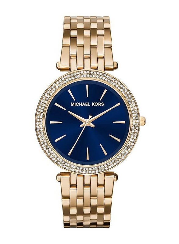 

Michael Kors Darci Analog Watch for Women with Stainless Steel Band, Water Resistant, MK3406, Gold-Blue