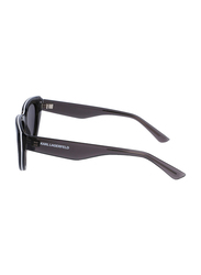 Karl Lagerfeld Full-Rim Rectangle Black Sunglasses for Women, Black Lens, KL6100S-020, 54/19/140