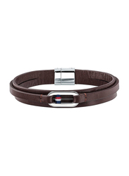 Tommy Hilfiger 2790027 Leather Crafted Bracelet for Men, 19.7cm, Brown