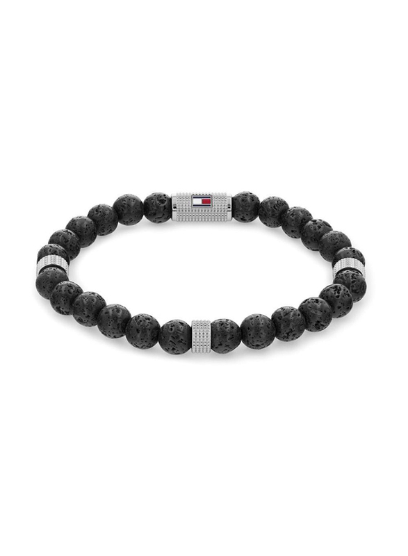 

Tommy Hilfiger 2790435 Lava Stone Beads Bracelet for Men, 18.5cm, Black