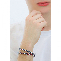 Tommy Hilfiger 2790387 Leather Braided Bracelet for Men, 19cm, Blue/Red/White