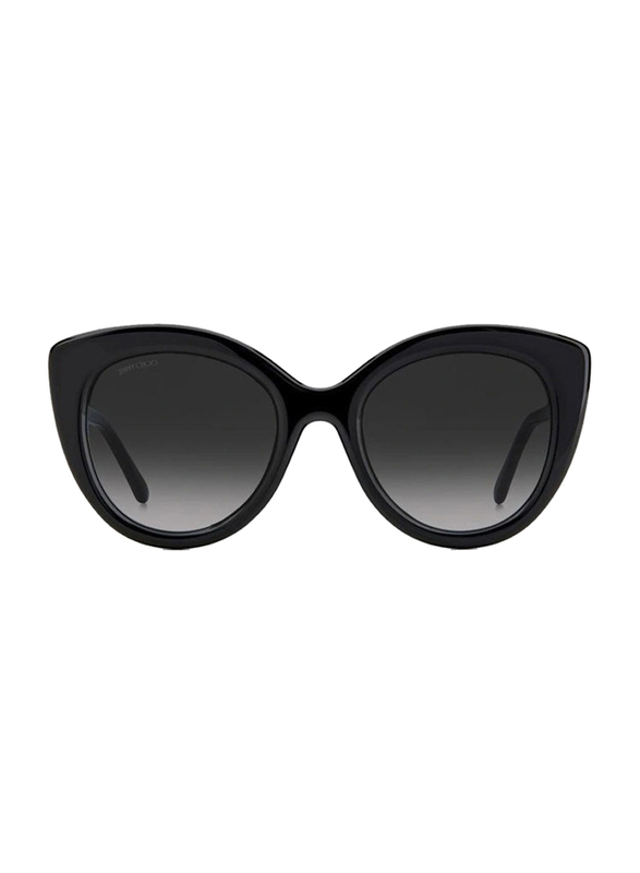 Jimmy Choo Full-Rim Rectangle Black Sunglasses for Women, Black Lens, Leone-S-807, 52/22/145