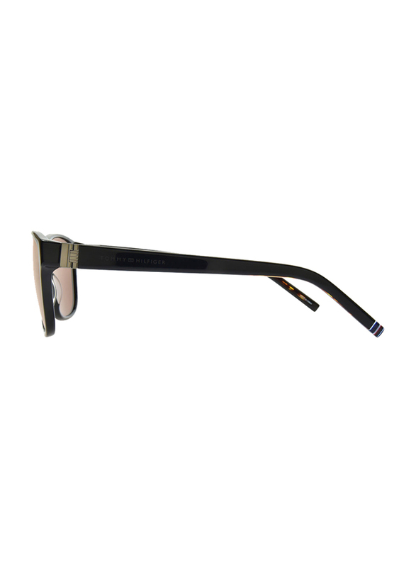 Tommy Hilfiger Full-Rim Square Black Sunglasses Unisex, Brown Lens, TH1871S080770, 57/17/145