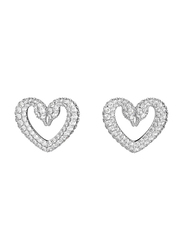 Swarovski Una Heart Shape Rhodium Plated Stud Earrings for Women