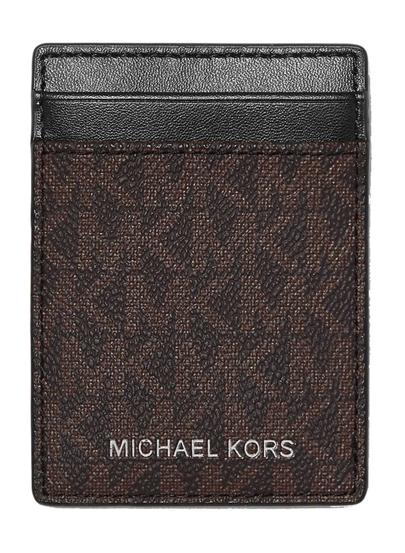 Michael Kors Logo Card Case with Bill Clip for Men, Brown