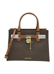 Michael Kors Hamilton Medium Key Lock Satchel for Women, Brown