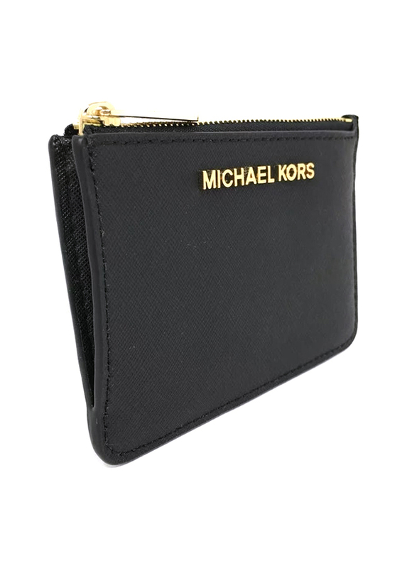 Michael Kors Travel Small Saffiano Leather Coin Pouch for Women, Black