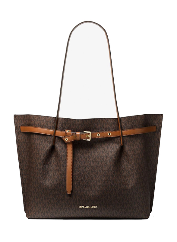 Michael Kors Emilia Large Logo Tote Bag for Women, Brown