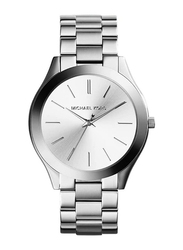 Michael Kors Analog Watch for Women with Stainless Steel Band, Water Resistant, MK3178, Silver-Silver