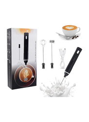 29cm Rechargeable 3 Speeds Handheld Foam Maker With Stainless Whisk For Coffee Drink Mixer, Multicolour